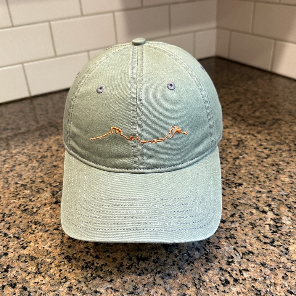 Mountain Embroidered Attitude 101 Hat Green Cotton Strap back Cap